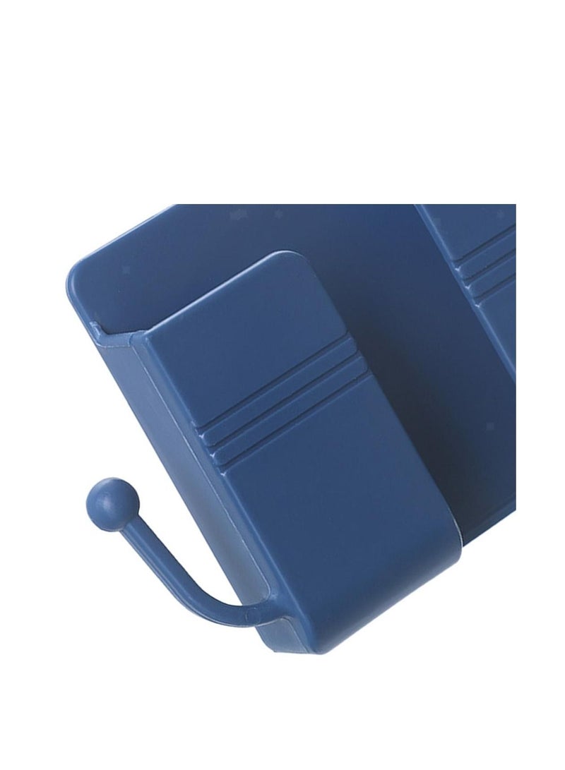 Wall Mounted Storage Box Remote Control Storage Box, Wall Mounted Remote Control Storage Box with 2 Hooks for Remote Control, Cell Phone, Headphones Blue  - Image 5