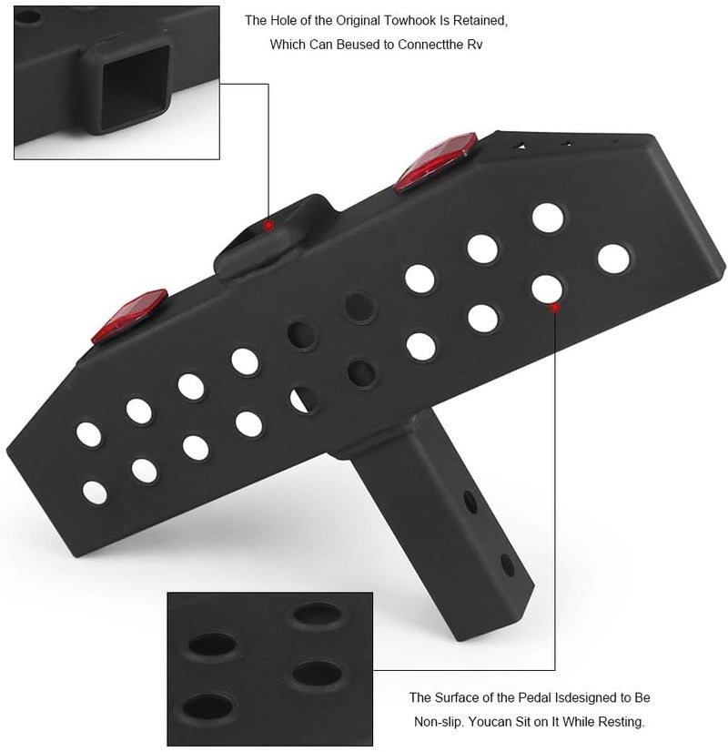 Dyno Racing 1000LBS Hitch Step with 2 Inch Hitch Receiver and Safety Reflectors for RV, SUV, Truck, Flatbed, Camper - Image 2