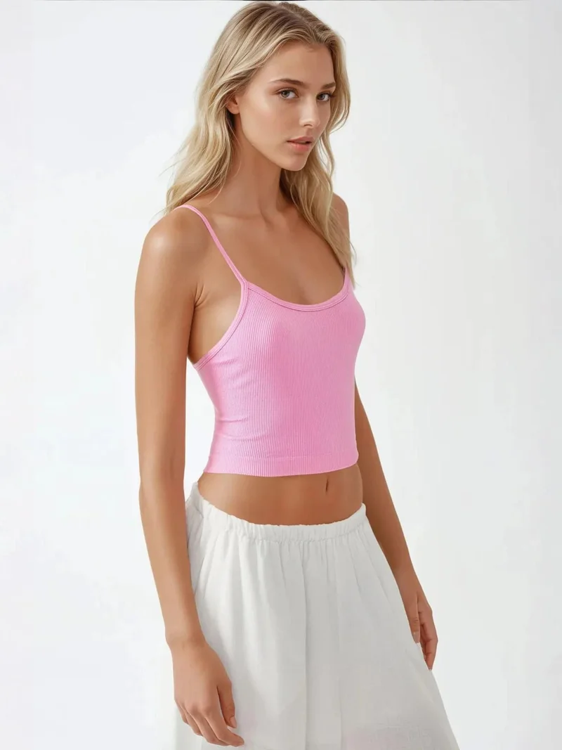 زوبعة بلوزة بدون أكمام أساسية بياقة مستديرة