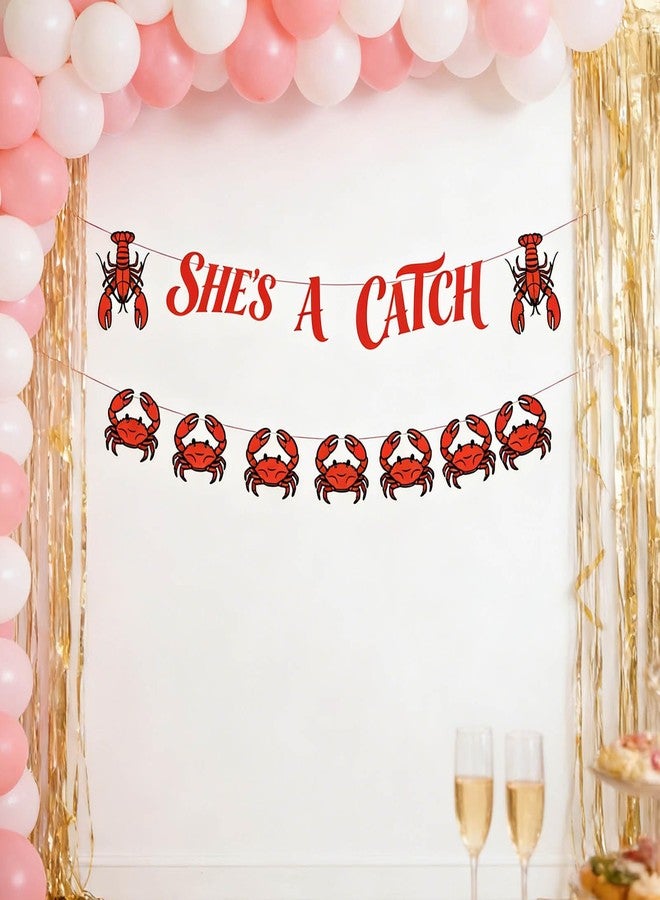 CHOOSE-IT "She's a Catch" - Red Lobster Bachelorette Party Banner for Women, Coastal Bridal Celebrations, East Coast Bach Weekend Engagement (6ft Banner with Hanging Rope) - Image 4