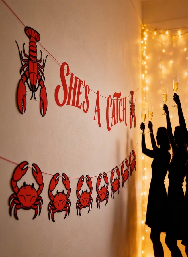 CHOOSE-IT "She's a Catch" - Red Lobster Bachelorette Party Banner for Women, Coastal Bridal Celebrations, East Coast Bach Weekend Engagement (6ft Banner with Hanging Rope) - Image 5
