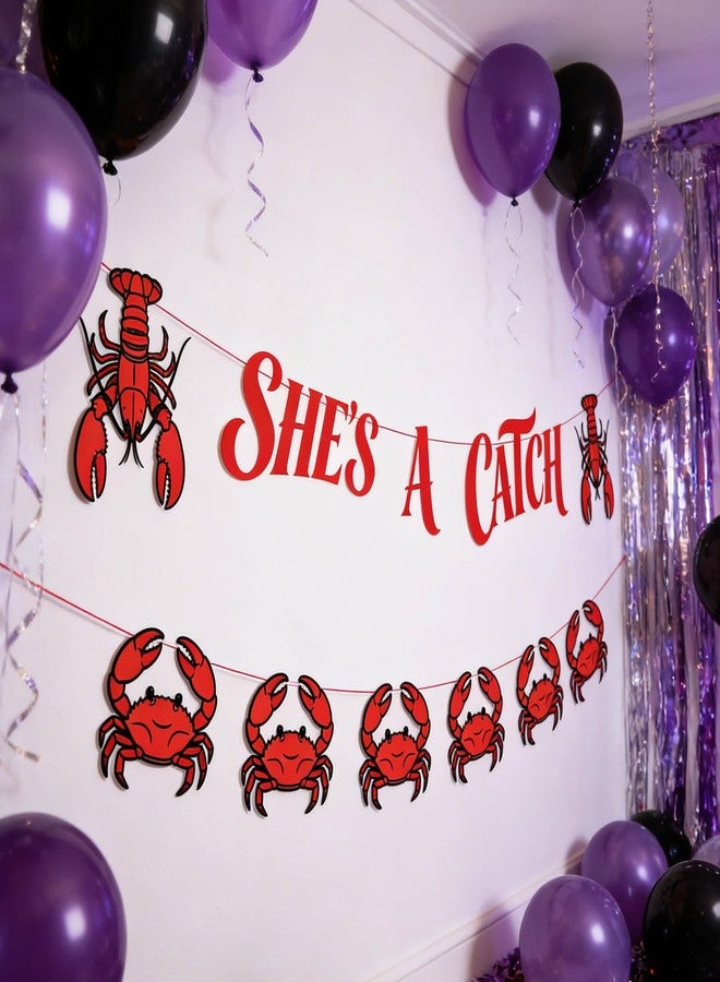 CHOOSE-IT "She's a Catch" - Red Lobster Bachelorette Party Banner for Women, Coastal Bridal Celebrations, East Coast Bach Weekend Engagement (6ft Banner with Hanging Rope) - Image 3
