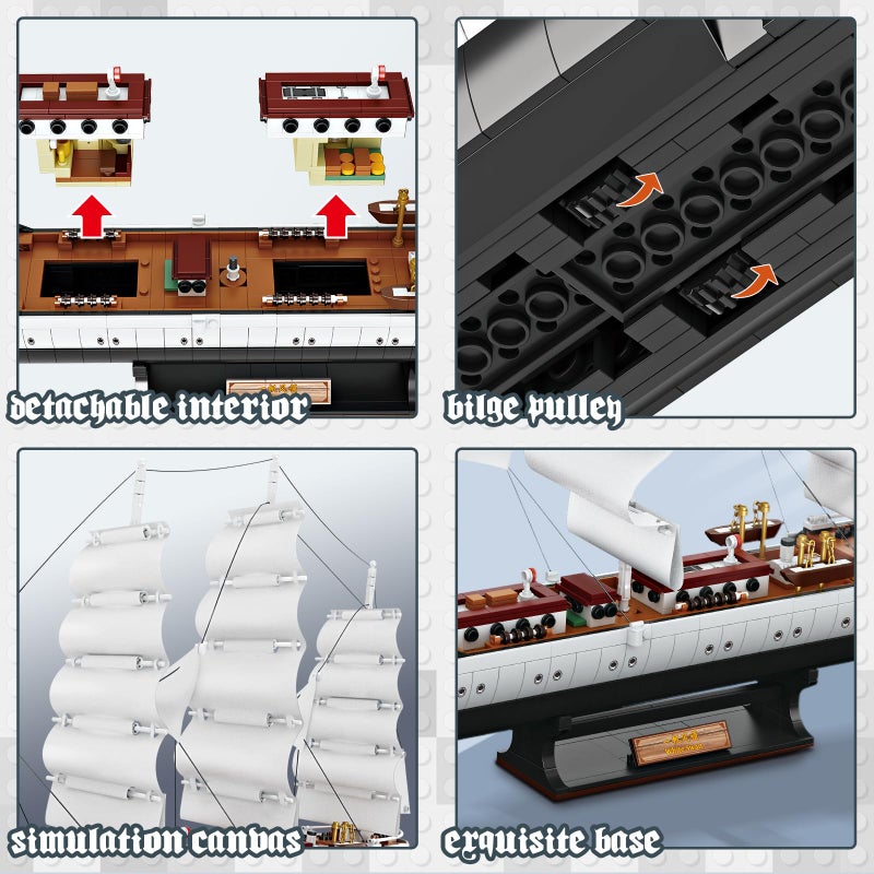 JMBricklayer Ship Building Toy - Building Sets for Adult 40104, White Swan Model Ship Attractive Showroom Decoration, Pirate Ship & Nautical Adventure Experience Construction Toys - Image 5