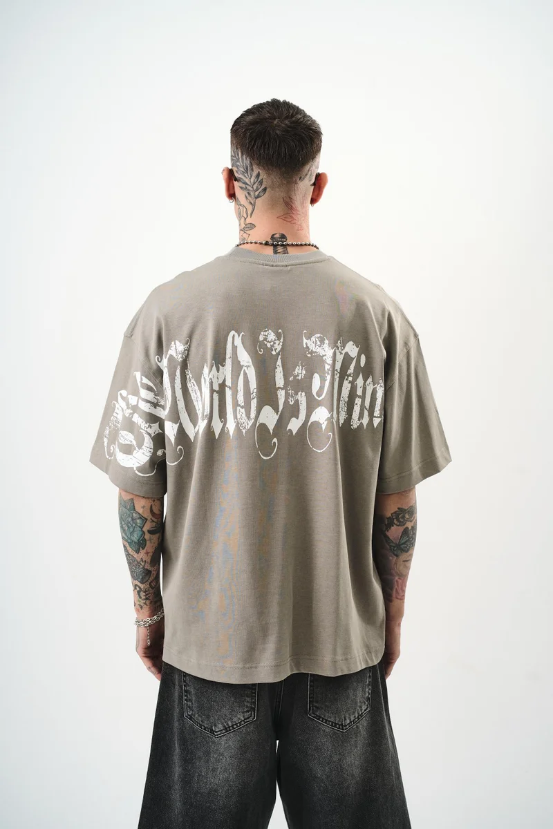 RESPIRE Men's World Is Mine Print Oversize T-Shirt, Grey