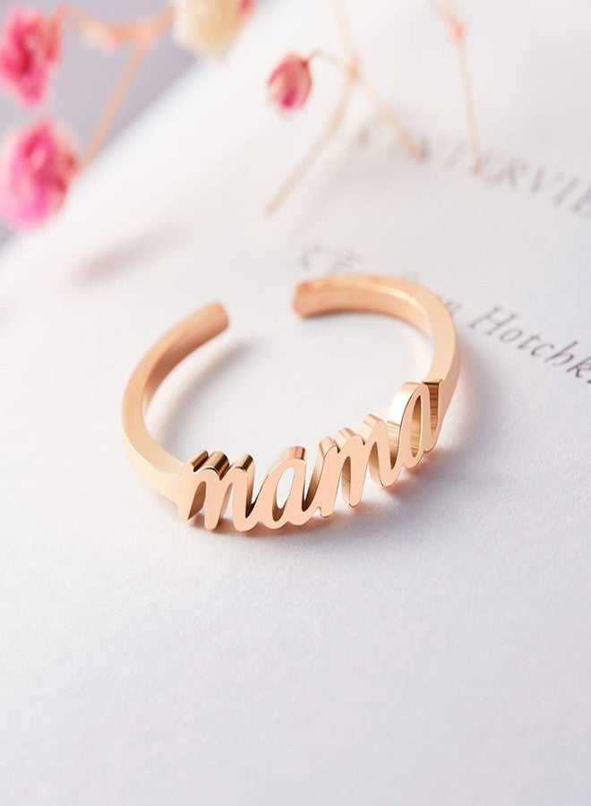 CHENVA Mama Ring Dainty Ring Adjustable Ring Jewelry Mothers Day Birthday Gift for Mom (Mama Ring rose gold) - Image 3