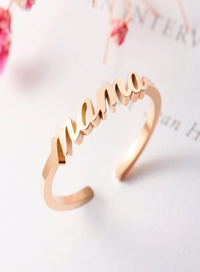 CHENVA Mama Ring Dainty Ring Adjustable Ring Jewelry Mothers Day Birthday Gift for Mom (Mama Ring rose gold) - Image 2