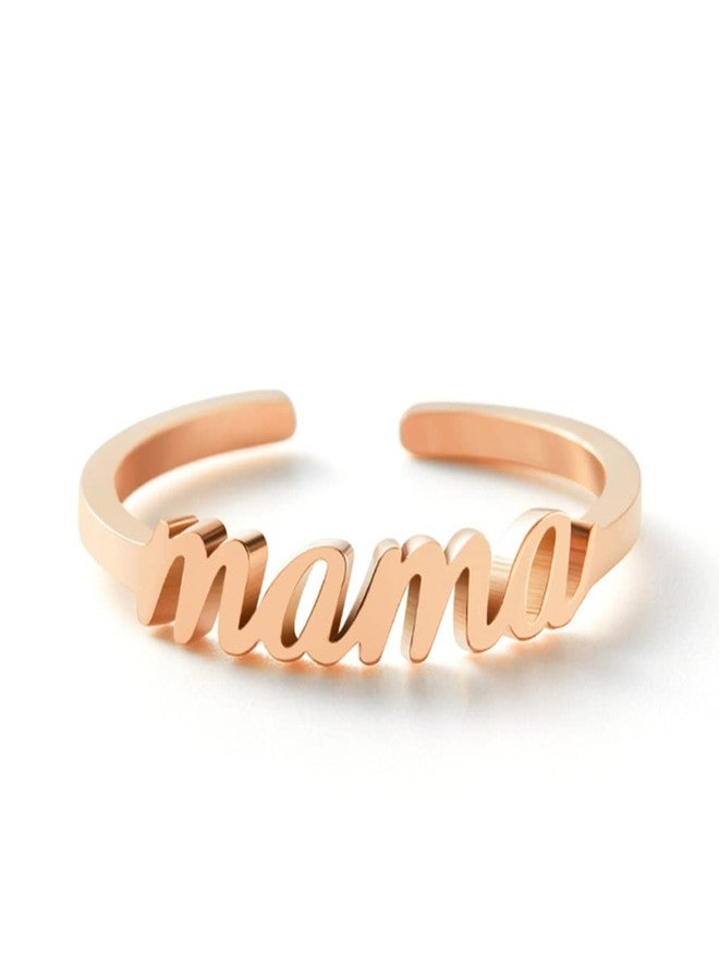 CHENVA Mama Ring Dainty Ring Adjustable Ring Jewelry Mothers Day Birthday Gift for Mom (Mama Ring rose gold) - Image 1