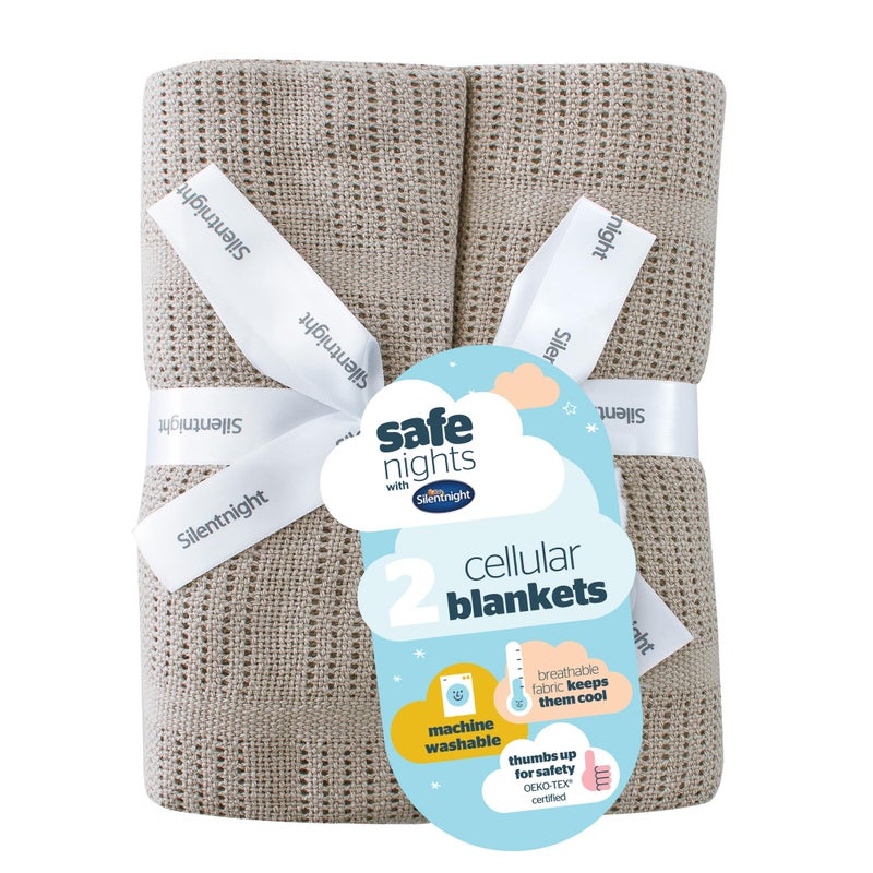 Silentnight Safe Nights Cellular Blanket, Grey, Pack of 2 - Image 1