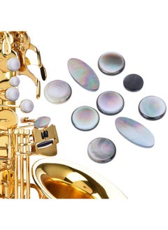 Thoraya 9Pcs Saxophone Button Pad Set Black and White Sax Key Button Musical Instrument Accessories  - Image 4
