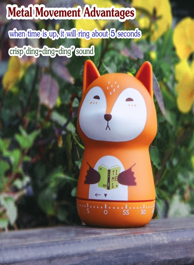 NUOSWEK Mechanical Kitchen Timer, Cute Animal Wind Up 60 Minutes Manual Countdown for Kids, Classroom, Home, Study and Cooking (Orange Fox) - Image 4