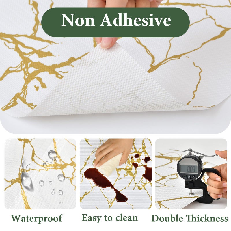 Kimhan Drawer and Shelf Liner for Kitchen Cabinet Non Slip Waterproof Shelf Paper 12 in X 20 Ft Non Adhesive Refrigerator Liners Gold White Marble Easy Liners for Bathroom Cupboard - Image 5