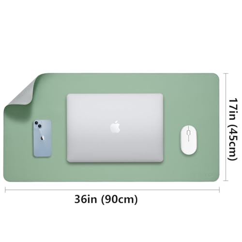 Aropana Anti-Slip Extended Mouse Pad | PU Vegan Leather Desk Mat | Large Computer Desk Protector Pad with Suede Base for Keyboard, Laptop, Office & Home (90x45CM, Turquoise) - Image 3