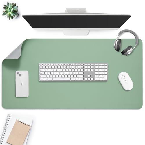 Aropana Anti-Slip Extended Mouse Pad | PU Vegan Leather Desk Mat | Large Computer Desk Protector Pad with Suede Base for Keyboard, Laptop, Office & Home (90x45CM, Turquoise) - Image 1