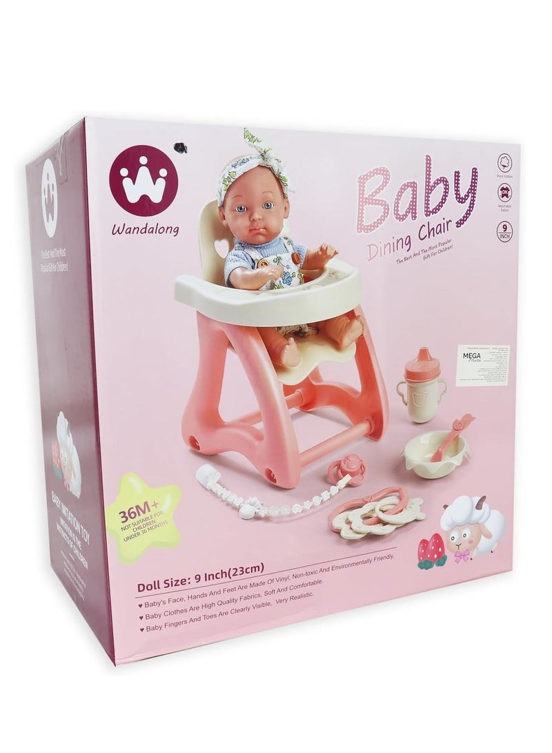 Wandalong 9 Inches Baby Doll With Dining Chiar And Accessories - W6916A - Image 3
