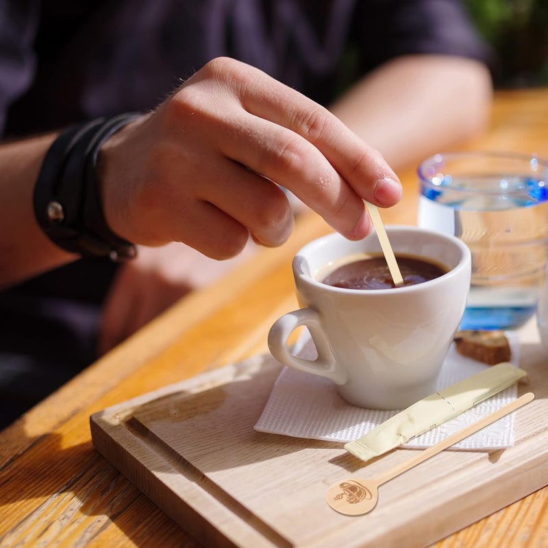 Rtteri 200 Pcs Wooden Coffee Stirrers with Round Ends Coffee Mixer Stick Disposable Drink Stirrers Wood Swizzle Drink Sticks for Beverage Milk Cocktail Tea 6 Inch - Image 5