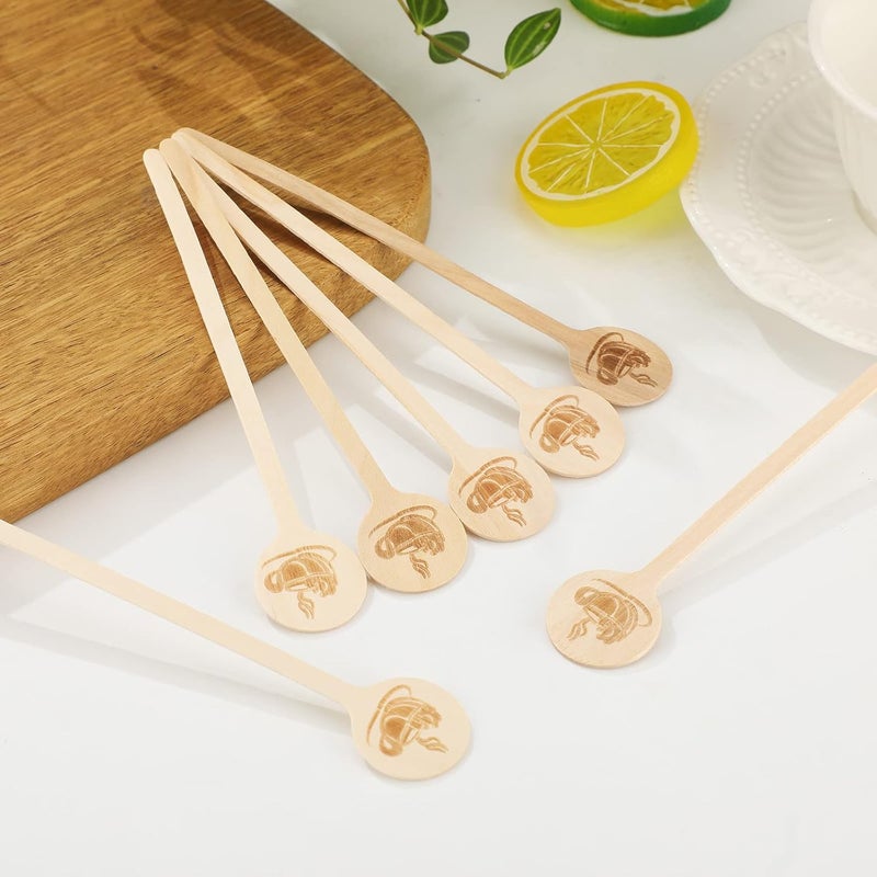 Rtteri 200 Pcs Wooden Coffee Stirrers with Round Ends Coffee Mixer Stick Disposable Drink Stirrers Wood Swizzle Drink Sticks for Beverage Milk Cocktail Tea 6 Inch - Image 4