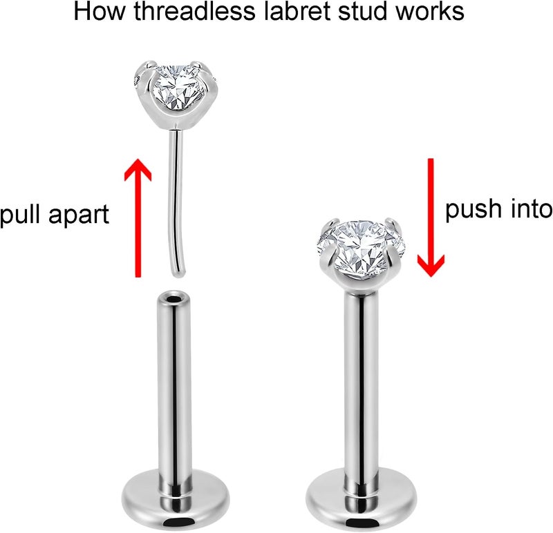 NewkeepsR 20g/18g/16g G23 Titanium Press Fit Threadless Push Pop in Labret Lip Monroe Tragus Earring Stud Piercing - Image 2