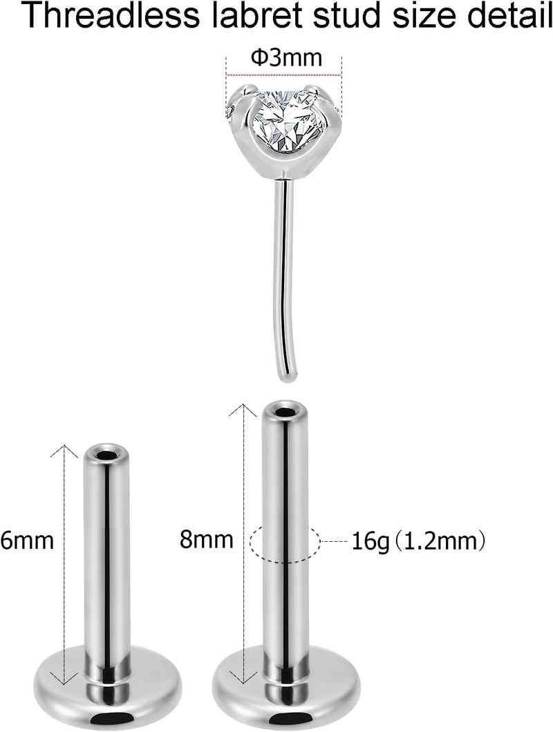 NewkeepsR 20g/18g/16g G23 Titanium Press Fit Threadless Push Pop in Labret Lip Monroe Tragus Earring Stud Piercing - Image 3