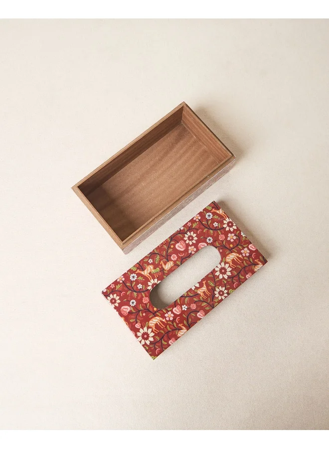 Chumbak Apple Orchards Wooden Tissue Box, 9"x5" | Kashmir Trails