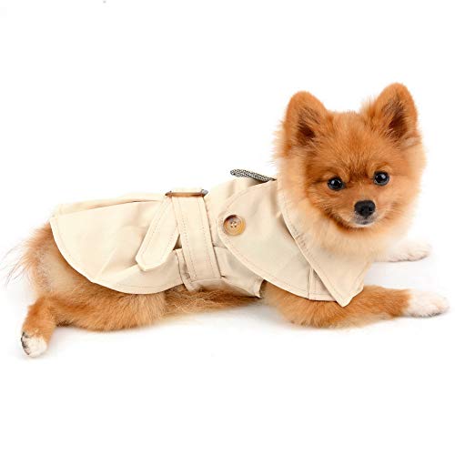 PAIDEFUL Pet Trench Coat for Small Dogs Girl Boy Windproof Fashion Western Jacket Belted Outerwear Autumn Winter Dog Clothes for Puppy Chihuahua Yorkie,Khaki,Size M - Image 4