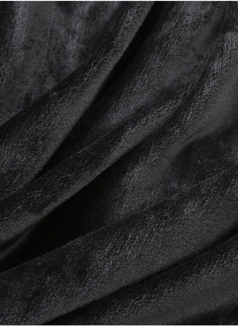 Loquat Solid Color Cloud Sable Blanket Office Nap Blanket Air Conditioned Roof Blanket Flannel Blanket Black  - Image 2