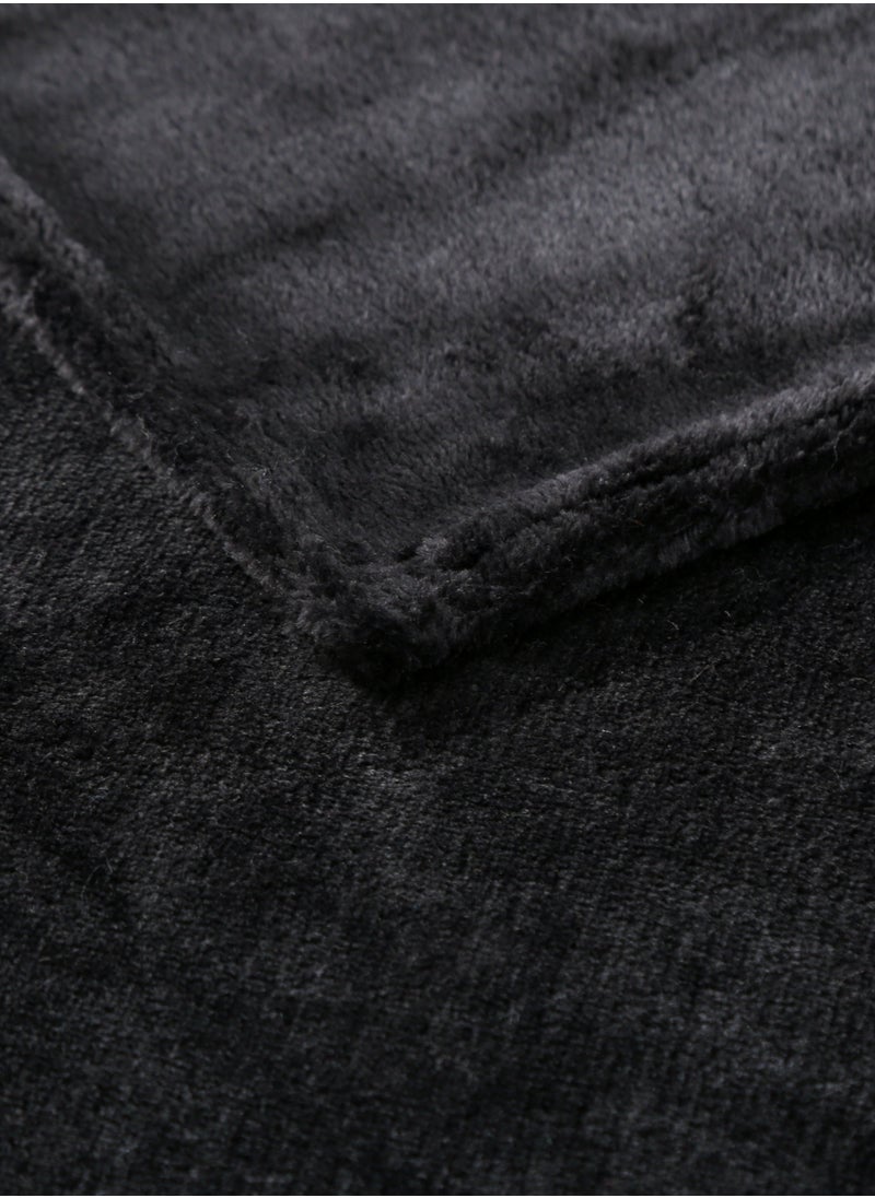 Loquat Solid Color Cloud Sable Blanket Office Nap Blanket Air Conditioned Roof Blanket Flannel Blanket Black  - Image 3