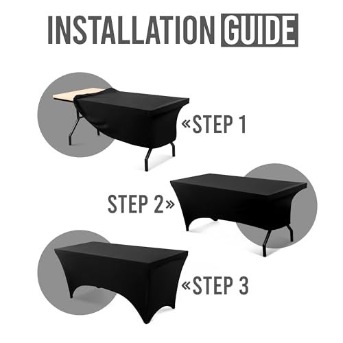 Utopia Kitchen 4FT Spandex Tablecloth [1 Pack, Black] 200 GSM Stretch, Fitted, Washable and Wrinkle Resistant Table Cloth Rectangle Cover for Trade Shows, Wedding, Parties [48Lx30Wx30H Inch] - Image 3