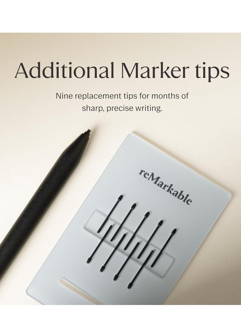 reMarkable Marker Plus for reMarkable 2 with Eraser | 9 Felt Replacement Tips | Tilt Sensitivity and 4096 Levels of Pressure Sensitivity |