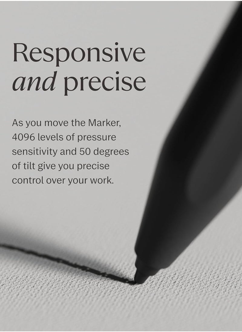 reMarkable Marker Plus for reMarkable 2 with Eraser | 9 Felt Replacement Tips | Tilt Sensitivity and 4096 Levels of Pressure Sensitivity |
