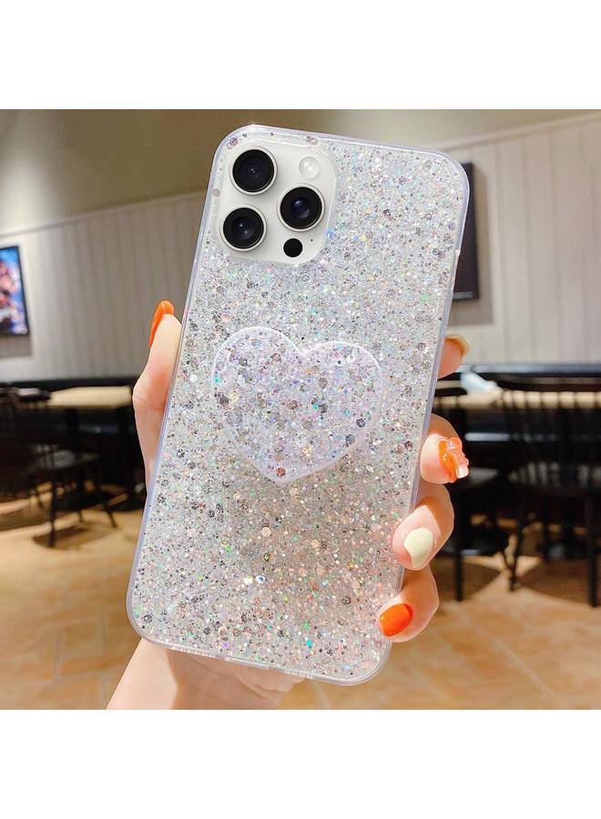 زبون جراب لهاتف iPhone 11 Pro Max مع حامل على شكل قلب مرصع بالترتر من مادة الإيبوكسي TPU - Image 1