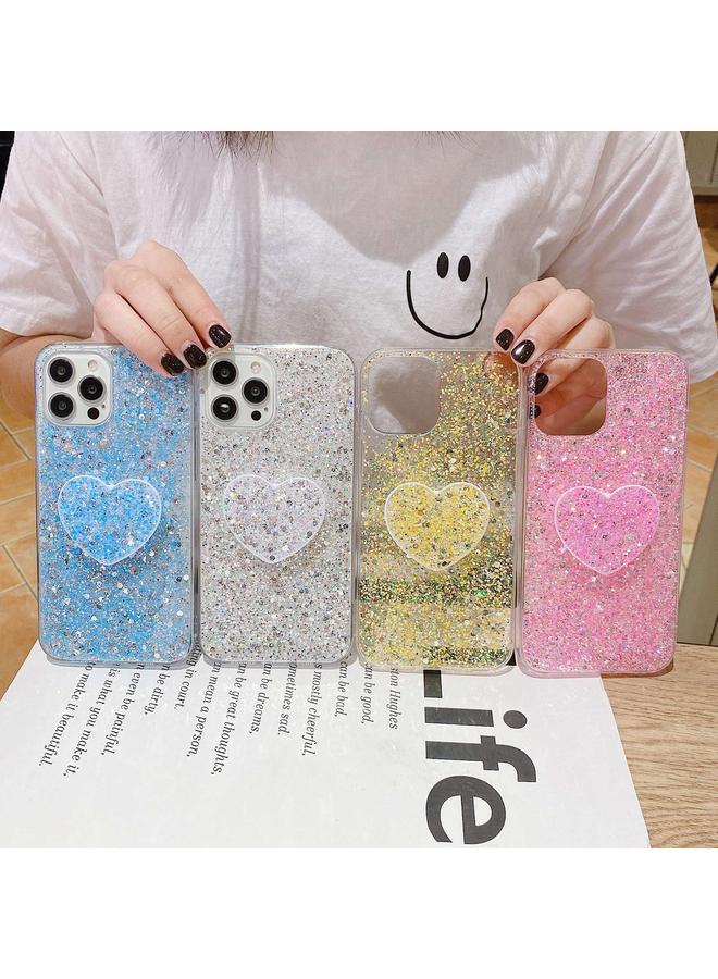 زبون جراب لهاتف iPhone 11 Pro Max مع حامل على شكل قلب مرصع بالترتر من مادة الإيبوكسي TPU - Image 2