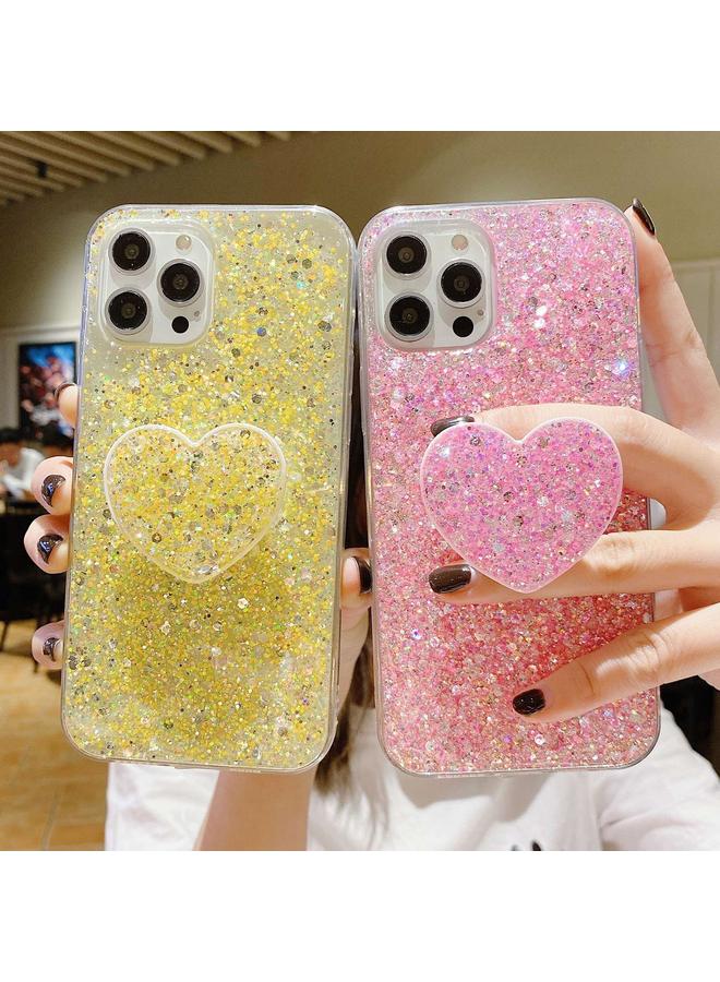 زبون جراب لهاتف iPhone 11 Pro Max مع حامل على شكل قلب مرصع بالترتر من مادة الإيبوكسي TPU - Image 3