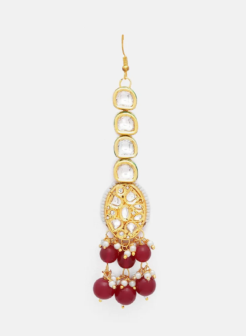 Priyaasi Floral Kundan Studded Maang Tikka Head Jewellery