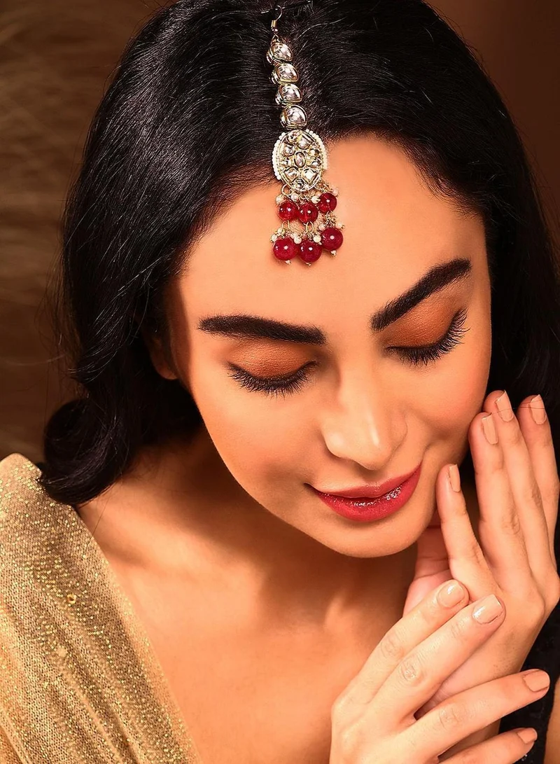 Priyaasi Floral Kundan Studded Maang Tikka Head Jewellery