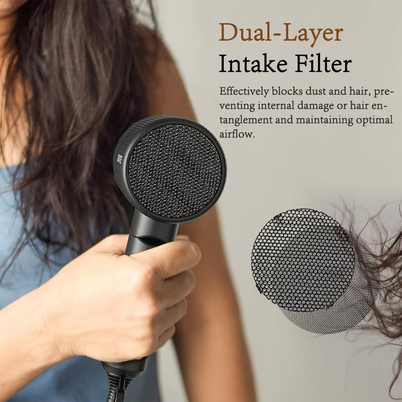 Oxsaytee Ionic Hair Dryer with Diffuser 250g Lightweight Professional Salon Hair Blow Dryer Foldable Design Negative Ion Professional Travel Hair Dryer with 1 Pouch Low Noise Hairdryer (Black) - Image 2
