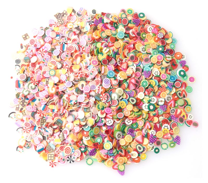 Sowaka 2000 Pcs 3D Polymer Slices Polymer Fruits Cake Colorful Resin Slime Kit Charm for Art Nail Supplies Crafting Project Decoration DIY Cellphone Accessories Fruits