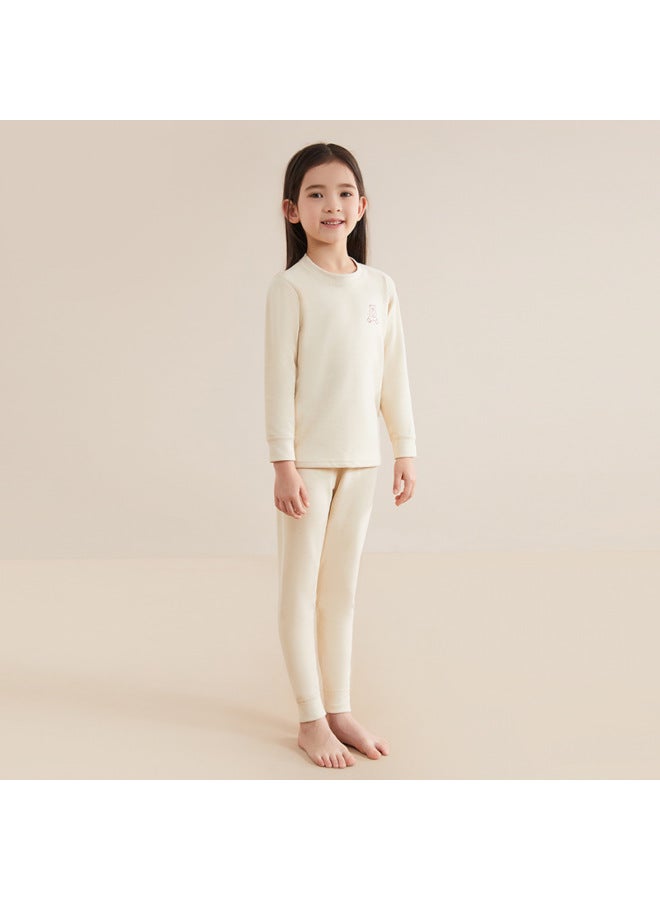 New Children's Wool Thermal Underwear Set Baby Silk Autumn Clothes Autumn Trousers Winter Double-sided Sanding Pajamas