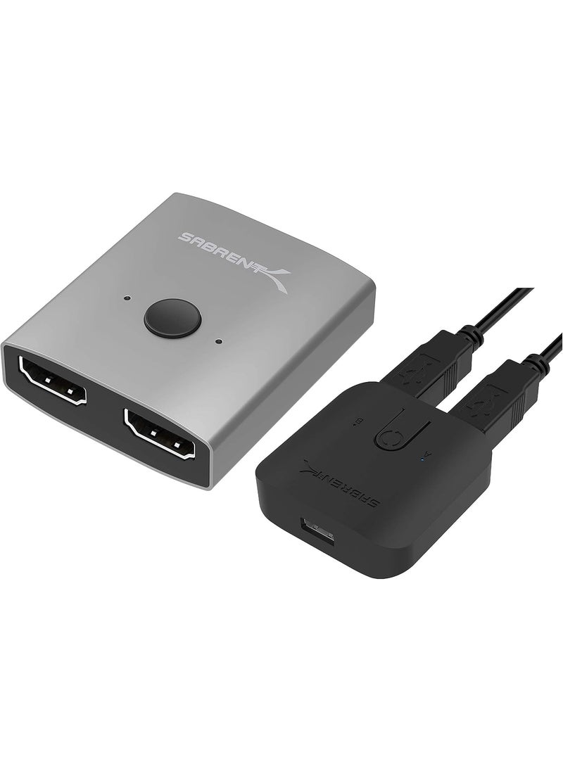 SABRENT Sabrent 2Port 4K Dual HDMI Sharing Switch  USB 20 Sharing Switch for Multiple Computers and Peripherals LED Device Indicators  - Image 1