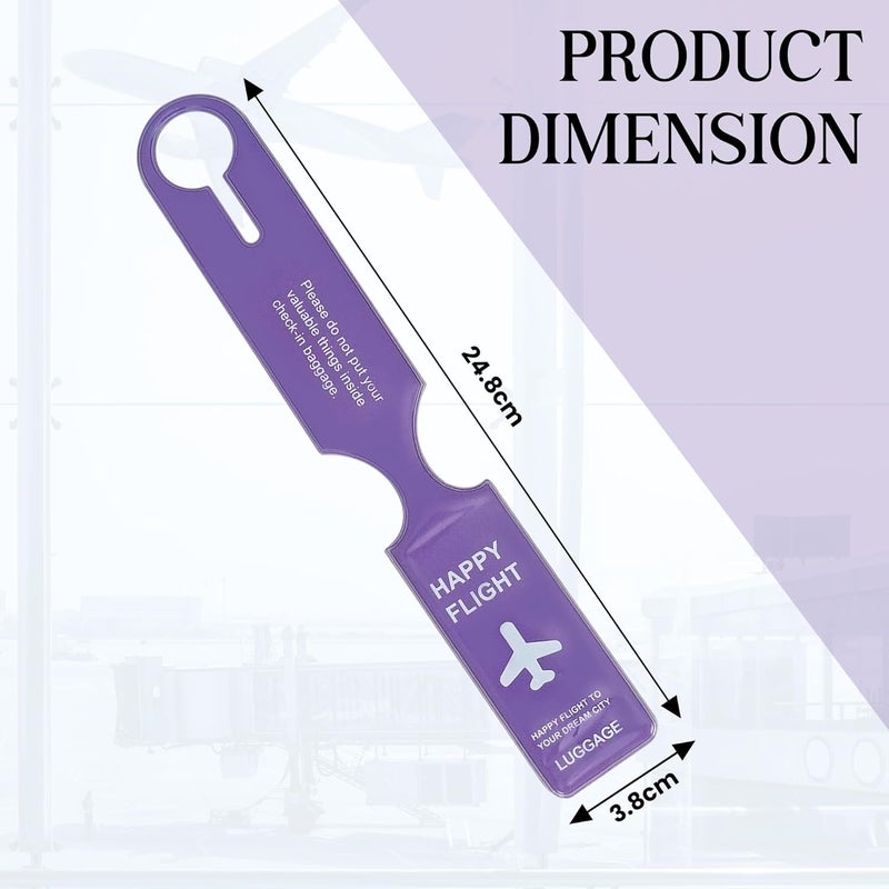 SNDIA 4 حزمة علامات الأمتعة PVC ملصقات الأمتعة للحقائب مع أسماء وعناوين وأرقام هواتف ملصقات علامة السفر لهوية الأمتعة - بنفسجي - Image 2