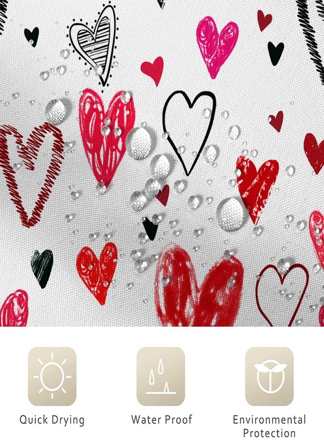 GCIREC Valentine Shower Curtain, Romantic Love Theme Pink Red Black Graffiti Style Heart Girly Bathroom Curtain Home Decor Waterproof Washable with 12 PCS Hooks,72" Wx72 L - Image 4