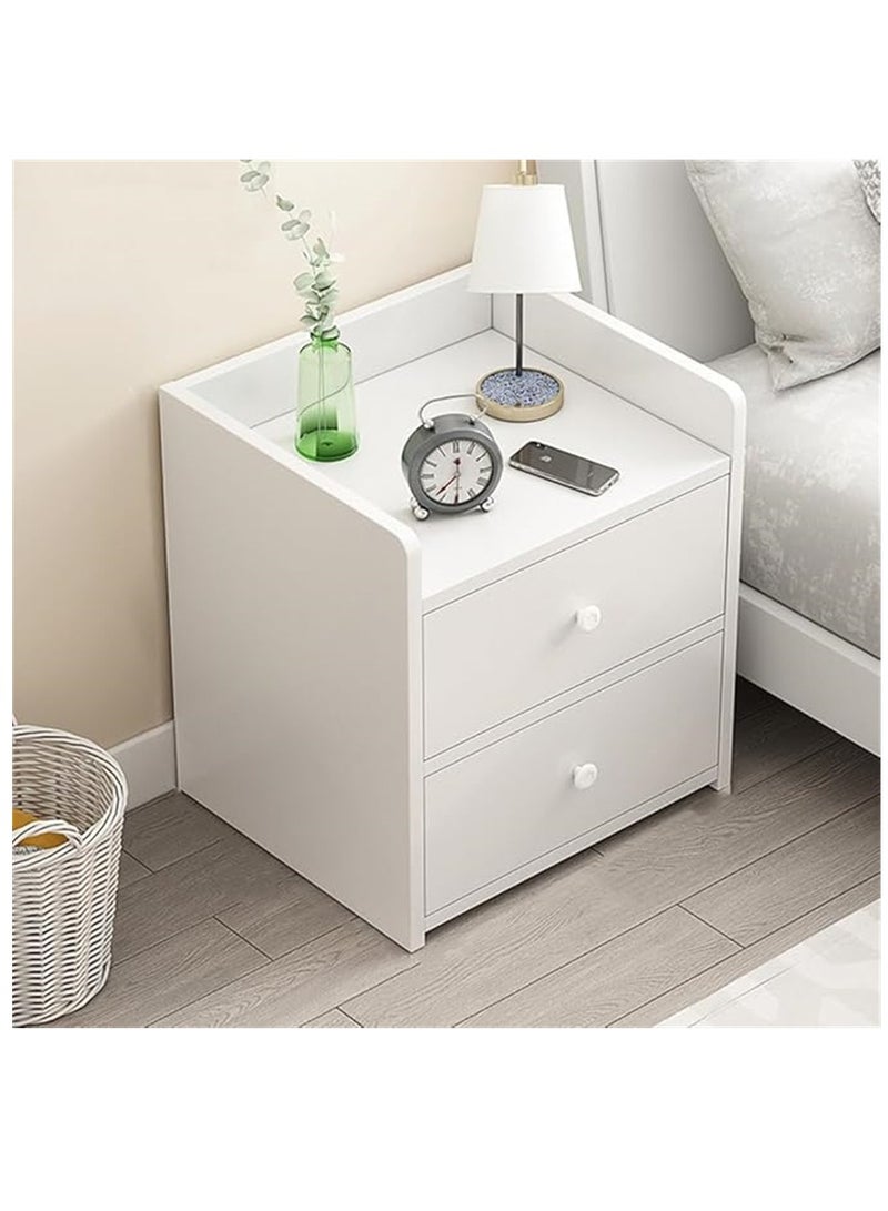 طاولة ليلية خشبية ، خزانة تخزين طاولة جنب السرير المنزلية مع درجين ، طاولة جانبية متعددة الوظائف لليلة الأثاث التصميم الحديث لغرفة النوم مكتب غرفة المعيشة (الأبيض P36A) - Image 2