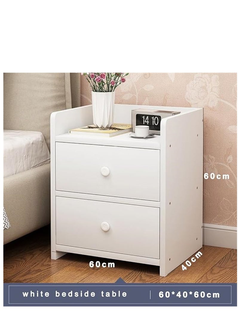 طاولة ليلية خشبية ، خزانة تخزين طاولة جنب السرير المنزلية مع درجين ، طاولة جانبية متعددة الوظائف لليلة الأثاث التصميم الحديث لغرفة النوم مكتب غرفة المعيشة (الأبيض P36A) - Image 3