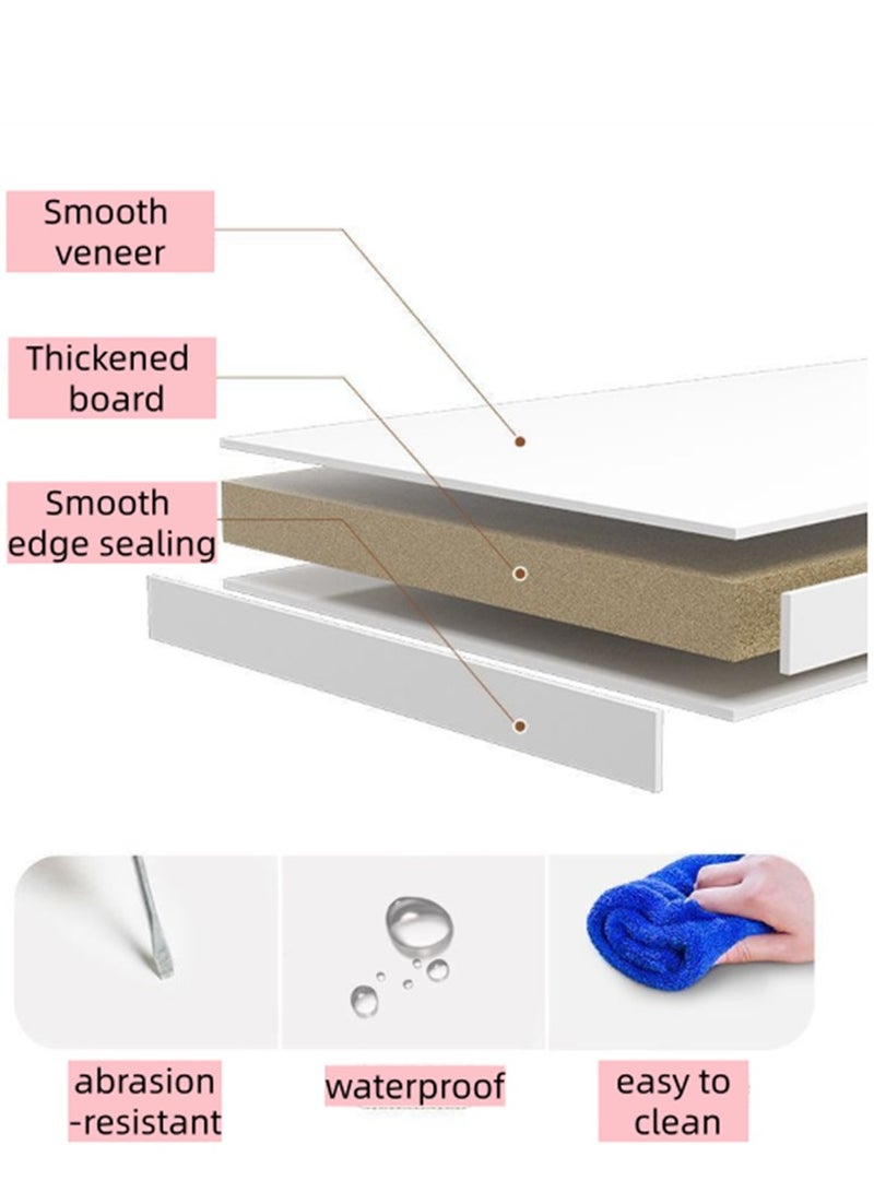 طاولة ليلية خشبية ، خزانة تخزين طاولة جنب السرير المنزلية مع درجين ، طاولة جانبية متعددة الوظائف لليلة الأثاث التصميم الحديث لغرفة النوم مكتب غرفة المعيشة (الأبيض P36A) - Image 5