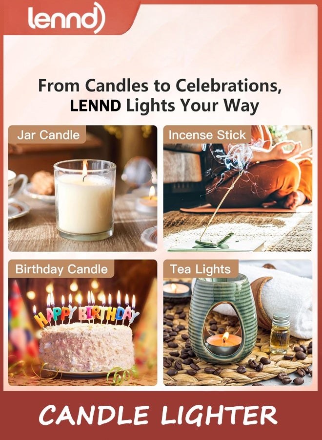 LENND Candle Lighter Electronic Arc Windproof Flameless USB Rechargeable Lighter with Safe Button for Home Kitchen, Champagne Gold - Image 4