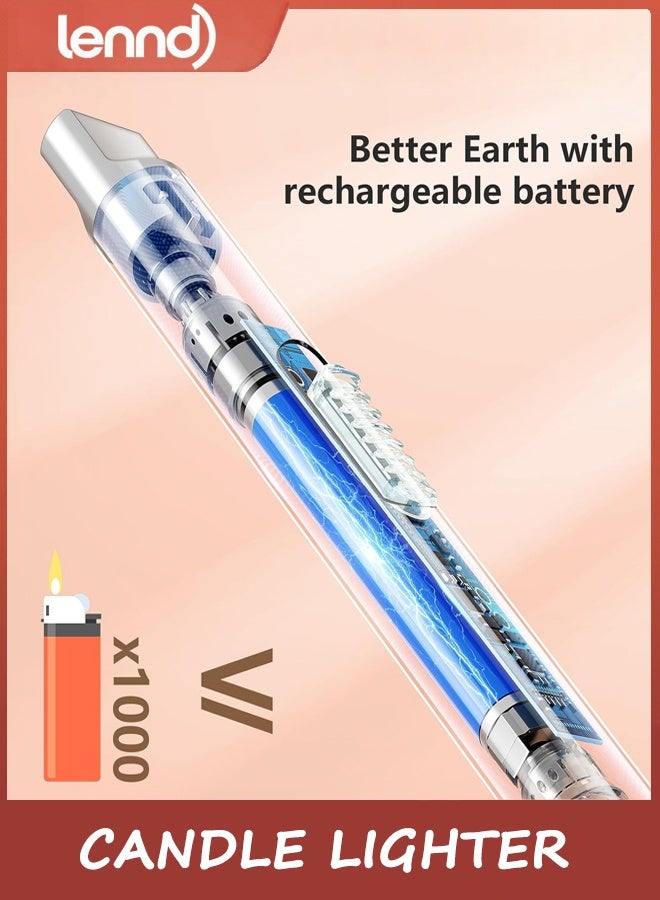 LENND Candle Lighter Electronic Arc Windproof Flameless USB Rechargeable Lighter with Safe Button for Home Kitchen, Champagne Gold - Image 5