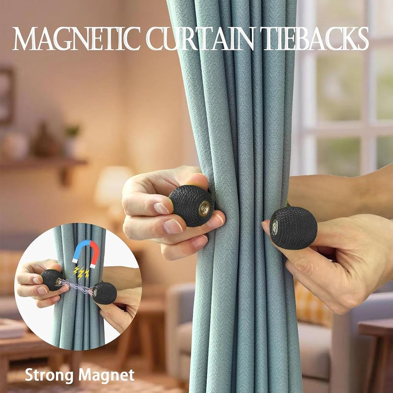 GoodTool 2-Piece Magnetic Curtain Tiebacks, Strong Curtain Tiebacks, Magnetic and Decorative Buckle Holdbacks Window Drapes, Curtain Straps For Home Office (Rice wine color) - Image 4