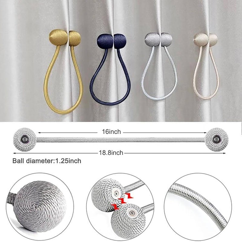 GoodTool 2-Piece Magnetic Curtain Tiebacks, Strong Curtain Tiebacks, Magnetic and Decorative Buckle Holdbacks Window Drapes, Curtain Straps For Home Office (Rice wine color) - Image 3
