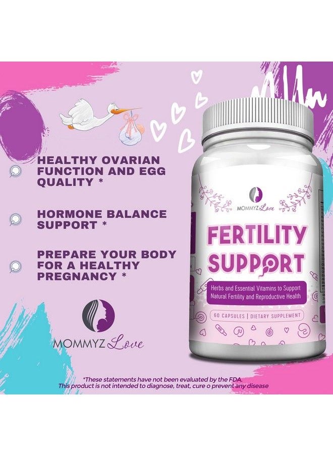 Mommyz Love - Myoinositol Conception Fertility Prenatal Vitamins For Healthy Ovarian Function & Egg Quality Prenatal Support And Hormonal Balance Vitex Folate Folic Acid Pills 60 Capsules - Image 1