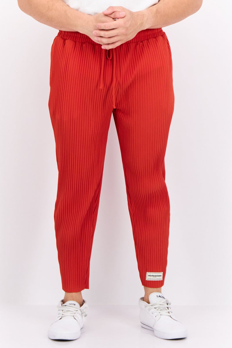 The Giving Movement Men Regular Fit Embroidered Tapered Pants, Rust - Image 1