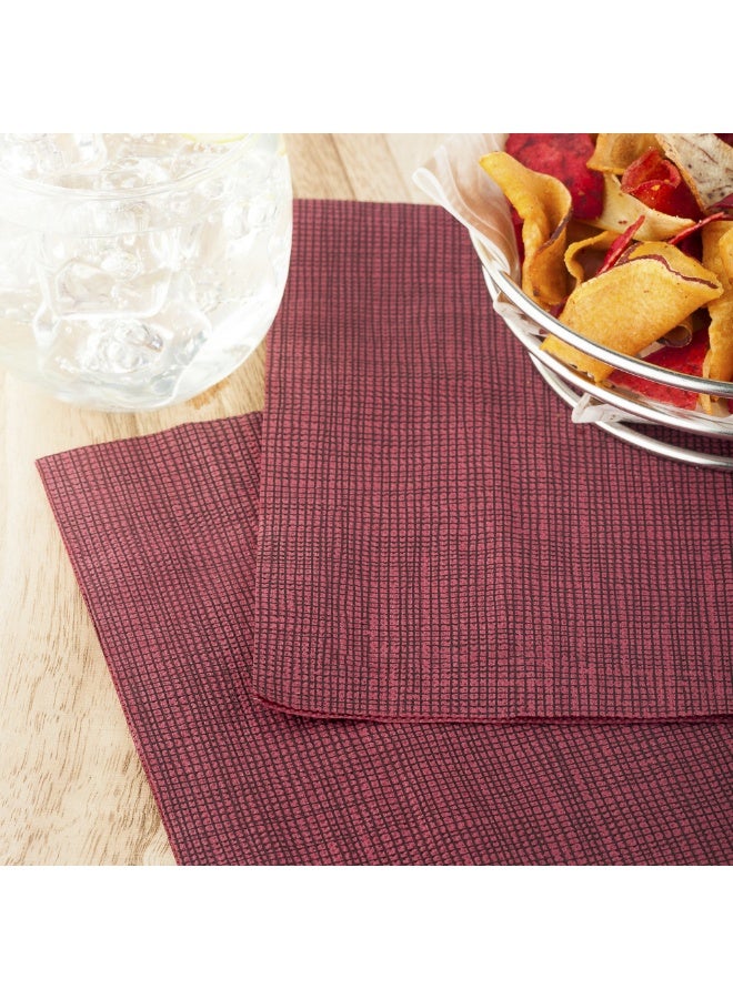 Restaurantware Luxenap 15.5 x 15.3 Inch 2-Ply Dinner Napkins, 1800 Disposable Napkins - Linen Feel, With Black Threads, Bordeaux Paper Folded Napkins, Square, For Lunch, Dinner, Or Everyday Use  - Image 3